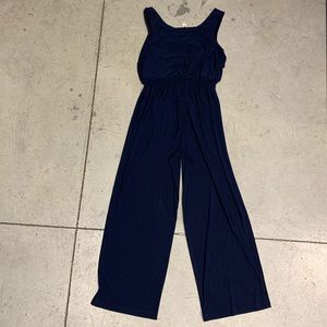 NWOT Navy Ruched Knit Full-Length Jumpsuit